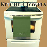 Modern Plain Dark Green template White Script Kitchen Towel<br><div class="desc">Modern Dark Green Solid coloured background. TEMPLATE for the name is in a White script. A Modern kitchen towel featuring an easy-to-personalize template, for the perfect custom kitchen.</div>