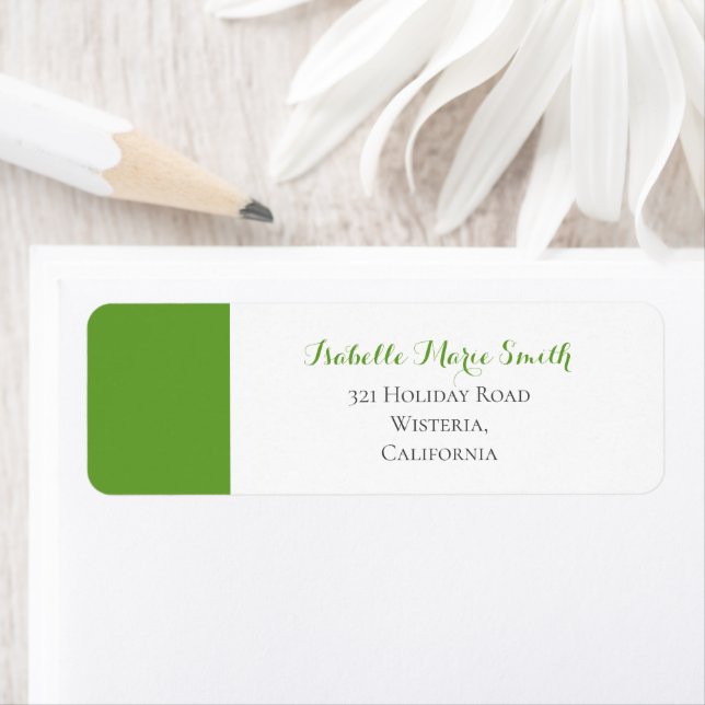 Modern Plain Green & White Mariage Adresse de reto (En situation)