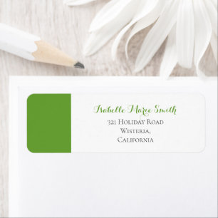 Modern Plain Green & White Wedding Return Address 