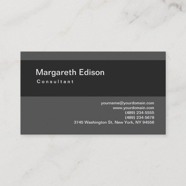 Modern Plain Grey Stripe Standard Business Card (Front)
