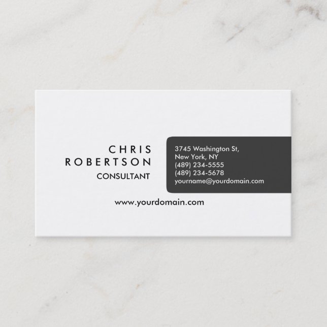 Modern Plain Grey White Attractive Business Card (Front)