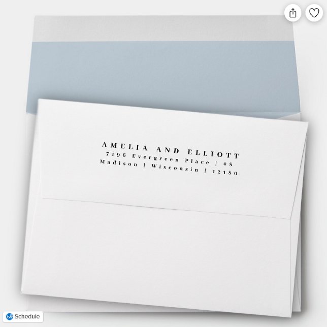 Modern Plain Light Blue Return Address 5x7  Envelope (Creator Uploaded)