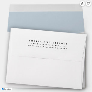 Modern Plain Light Blue Return Address 5x7  Envelope