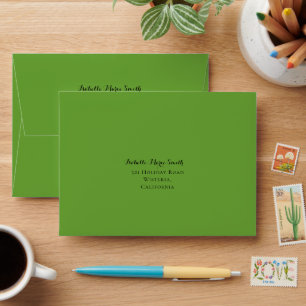 Modern Plain Lime Green Watercolor Wedding RSVP Envelope