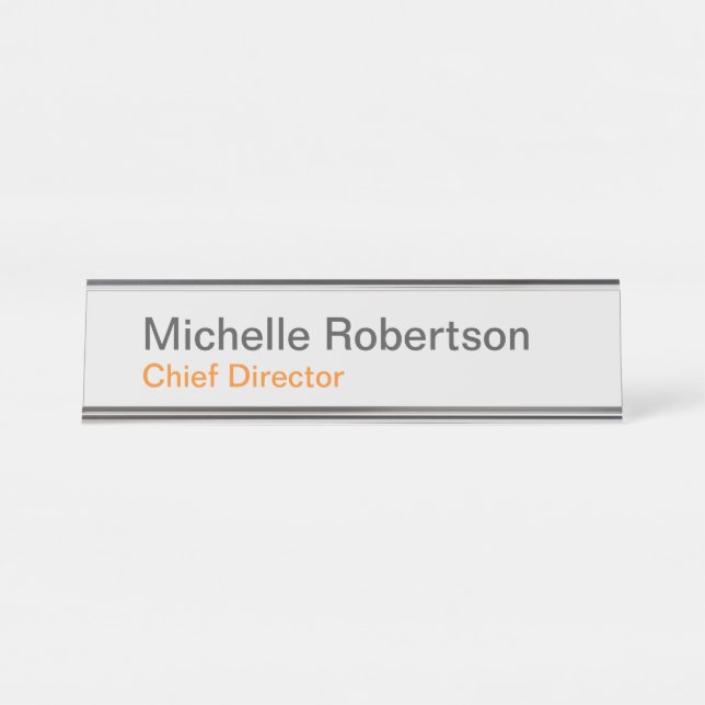 Modern Plain Minimalist Add Own Name Desk Name Plate (Front)