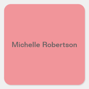 Modern Plain Minimalist Add Own Name Square Sticker