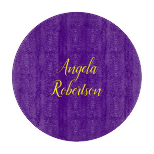Modern plain minimalist name indigo blue yellow cutting board