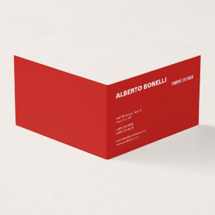 Modern Plain Minimalist Red White Professional Business Card