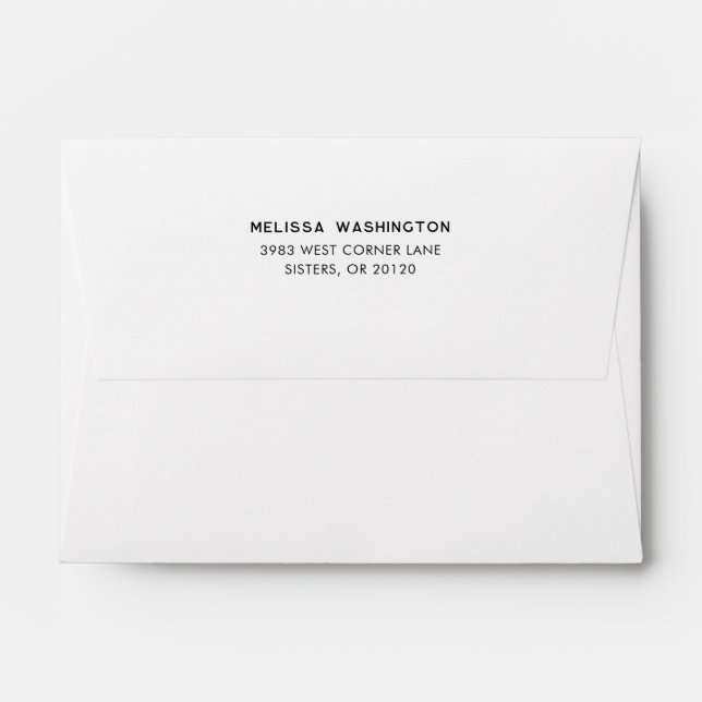 Modern Plain Minimalist Return Address Envelope (Back (Top Flap))