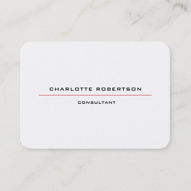 Modern Plain Minimalist Special Black White Red Business Card (Front)
