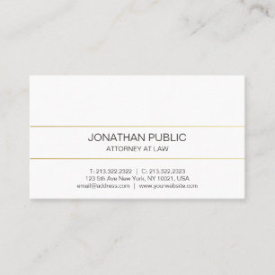 Modern Plain Professional Elegant Gold Attorney Business Card