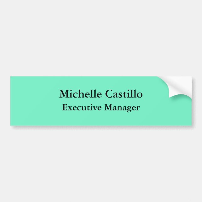 Modern Plain Professional Minimalist Green Blue Bumper Sticker (Front)