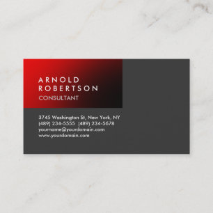 Modern Plain Red Grey Trendy Business Card