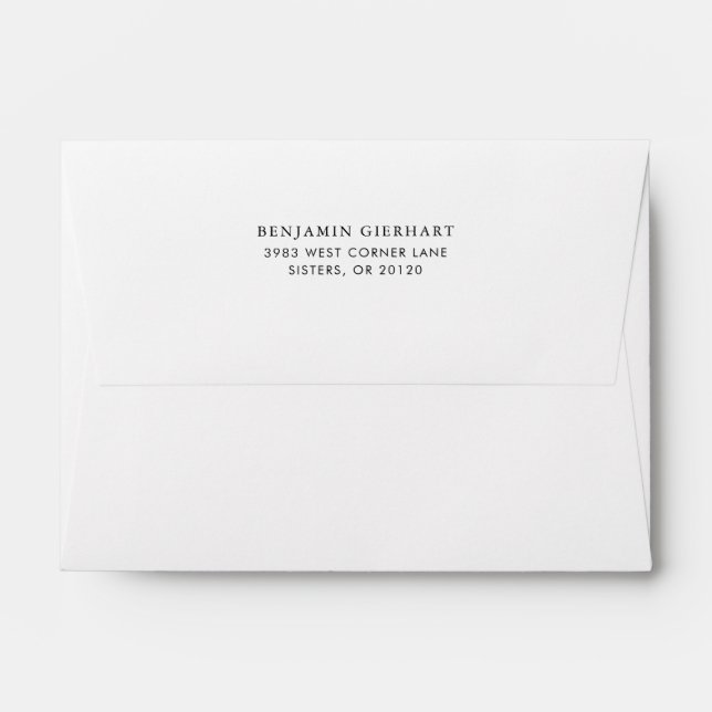 Modern Plain Return Addressed Mailing Envelope (Back (Top Flap))