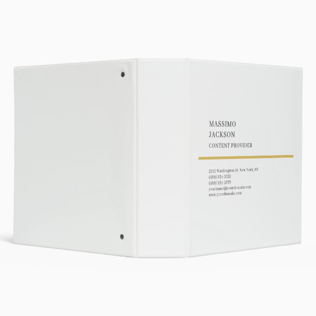 Modern Plain Simple Black White Minimalist  Binder (Background)