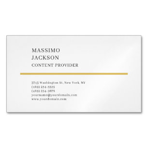 Modern Plain Simple Black White Minimalist Magnetic Business Card