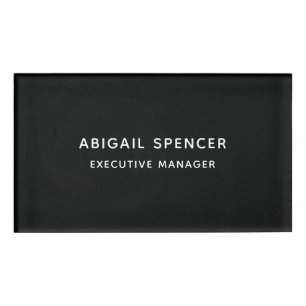 Modern Plain Simple Black White Professional Name Tag