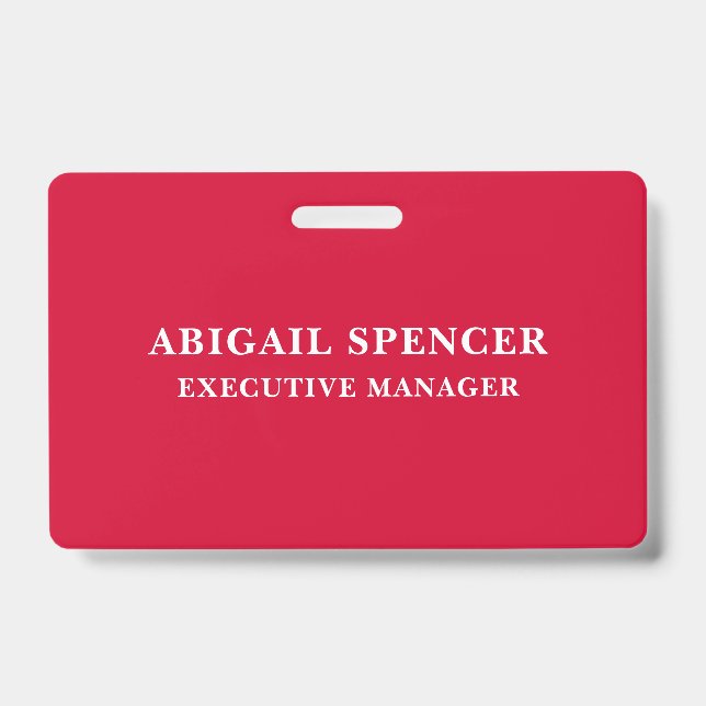Modern Plain Simple Cherry Red Professional Badge (Front)
