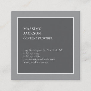 Modern Plain Simple Grey Minimalist Square Business Card