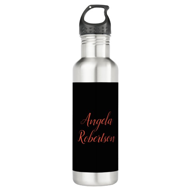 Modern plain simple minimalist add name 710 ml water bottle (Front)
