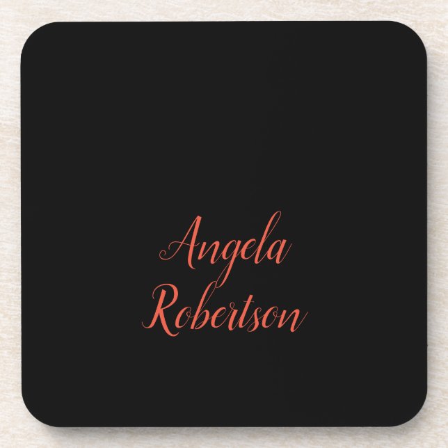 Modern plain simple minimalist add name coaster (Front)