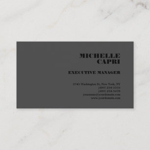 Modern Plain Simple Minimalist Grey Black Business Card