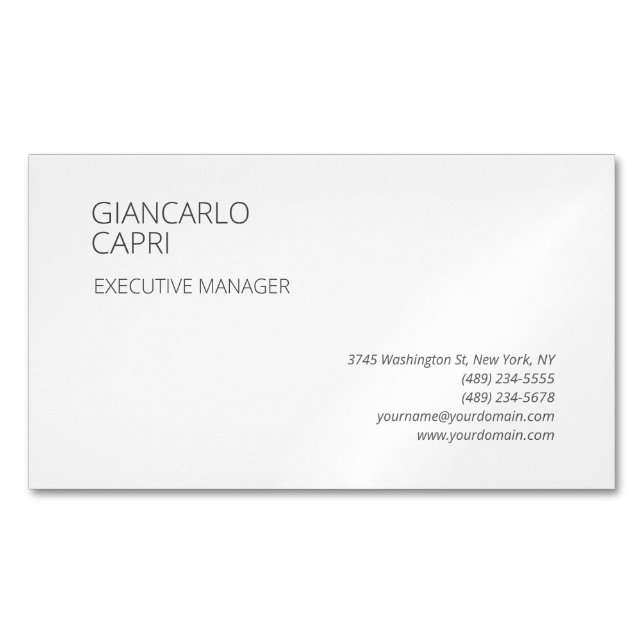 Modern Plain Simple Minimalist Magnetic Business Card (Front)