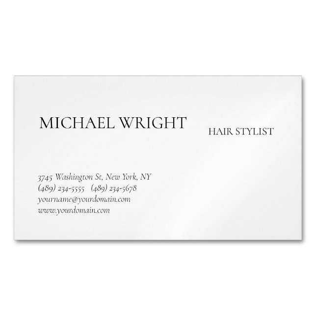 Modern Plain Simple Minimalist Magnetic Business Card (Front)