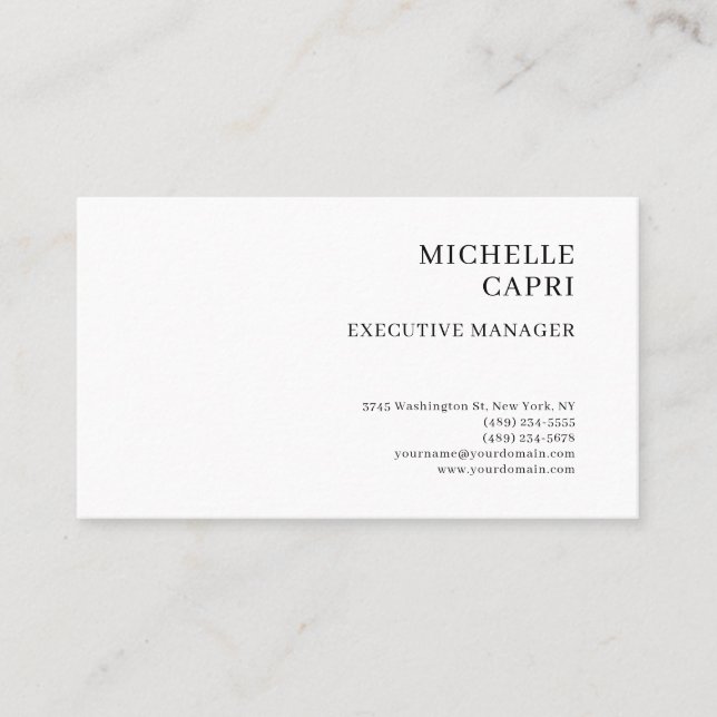 Modern Plain Simple Minimalist Style Contemporary Business Card (Front)