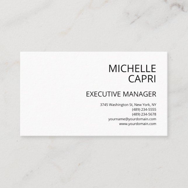 Modern Plain Simple Minimalist Style Contemporary Business Card (Front)