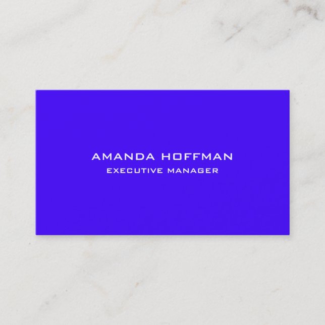 Modern Plain Simple Ultramarine Blue Professional Business Card (Front)