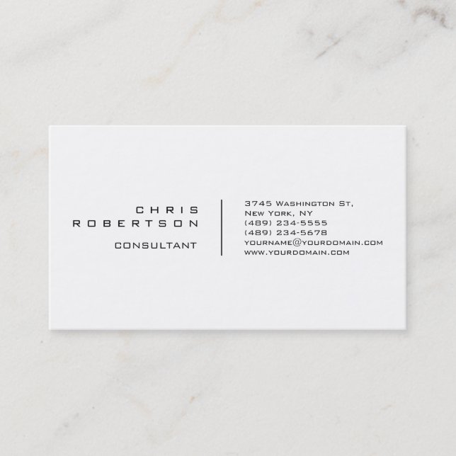 Modern Plain Simple White Attractive Business Card (Front)