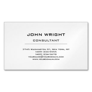 Modern Plain Simple White Attractive Stylish Magnetic Business Card