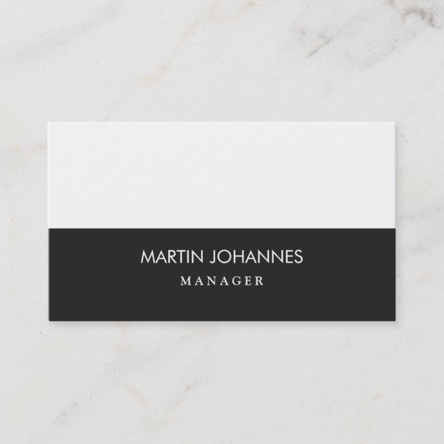Modern Plain Stylish Dark Grey White Business Card (Front)