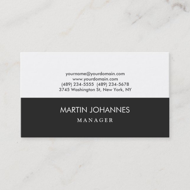 Modern Plain Stylish Grey White Business Card (Front)
