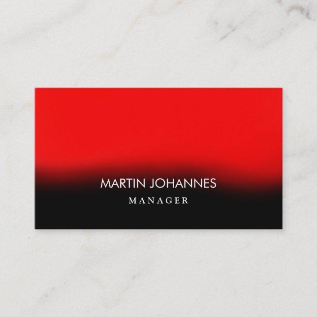 Modern Plain Stylish Red Black Business Card (Front)