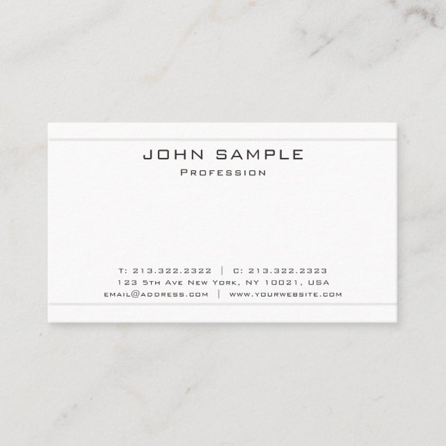 Modern Plain Trendy Professional Elegant Matte Business Card (Front)