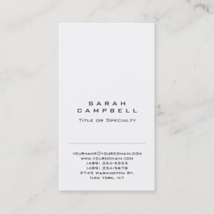 Modern Plain Vertical White Unique Clean Business Card