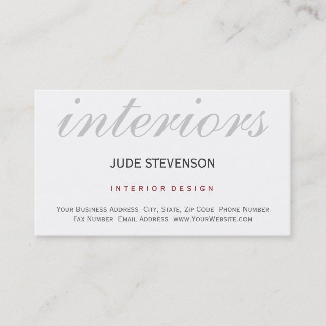 Modern Plain White Interior Designer House Home Business Card (Front)