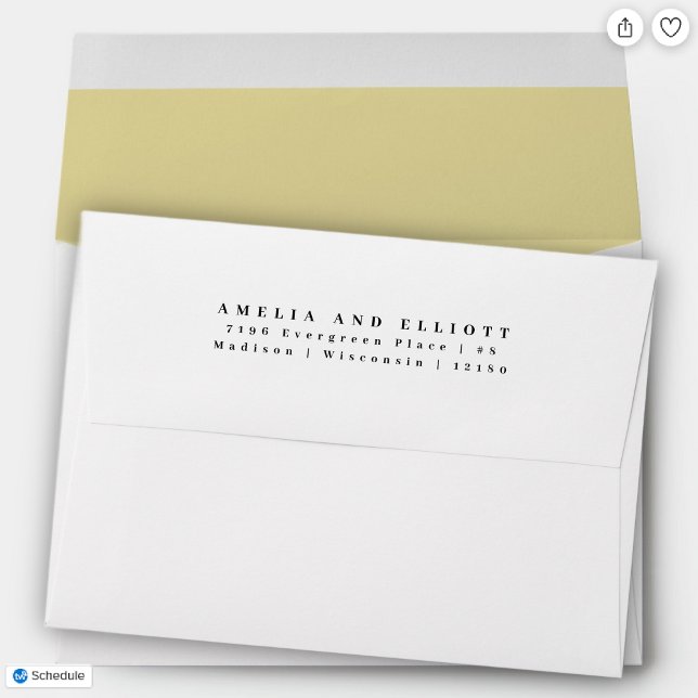 Modern Plain Yellow Return Address 5x7 Back Flap Envelope (Creator Uploaded)