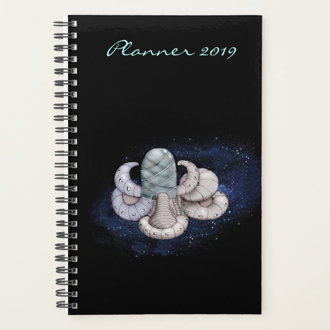 Modern Planner 2019 Black Space Object Art (Front)