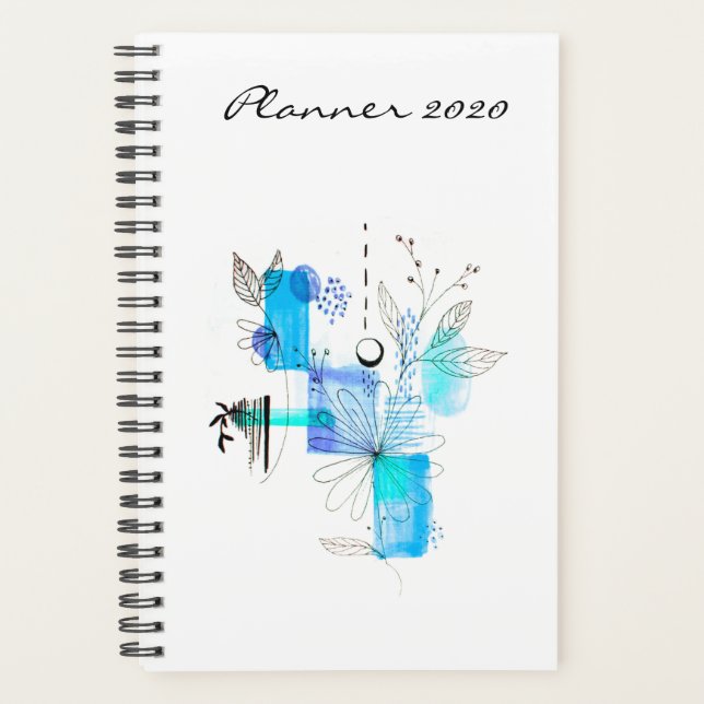 Modern Planner 2020 Blue Art Abstract New (Front)