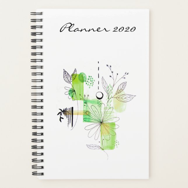 Modern Planner 2020 Green Art Abstract (Front)
