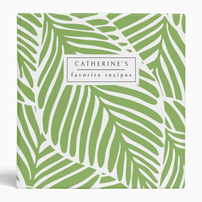 Modern Plant Leaves Personalized Recipe Binder (Front)