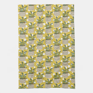 Modern Plants Decor Gold Sage Green  Kitchen Towel