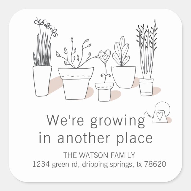 Modern Plants | Moving Announcement  Sticker (Front)
