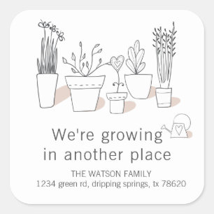 Modern Plants   Moving Announcement  Sticker