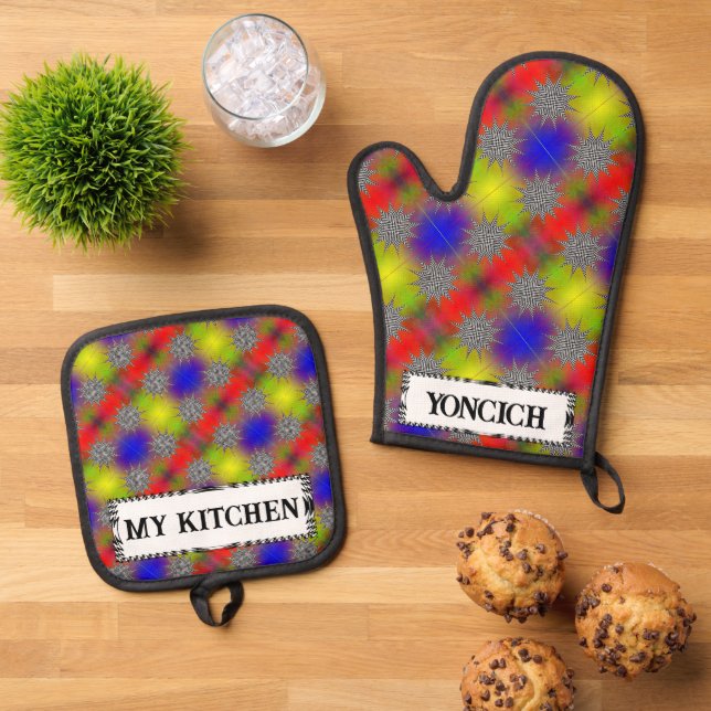 Modern Plasma by Kenneth Yoncich Oven Mitt & Pot Holder Set (Top Down)
