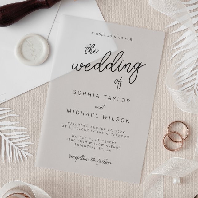 Modern Playful Calligraphy Black Wedding Acrylic Invitations (Creator Uploaded)