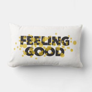 Modern, playful, cheerful design of Feeling Good Lumbar Pillow